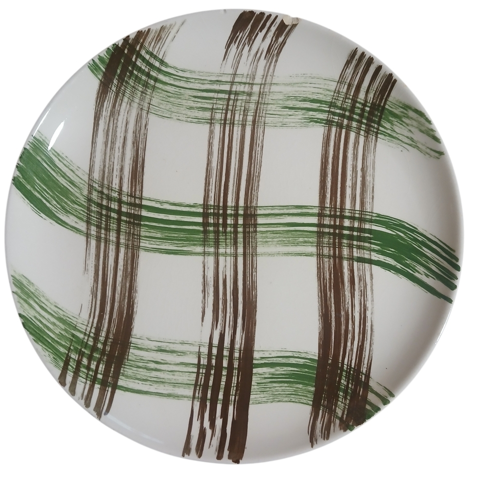 Stetson Vintage Dinner Plate with Green and Brown Brushstroke Design